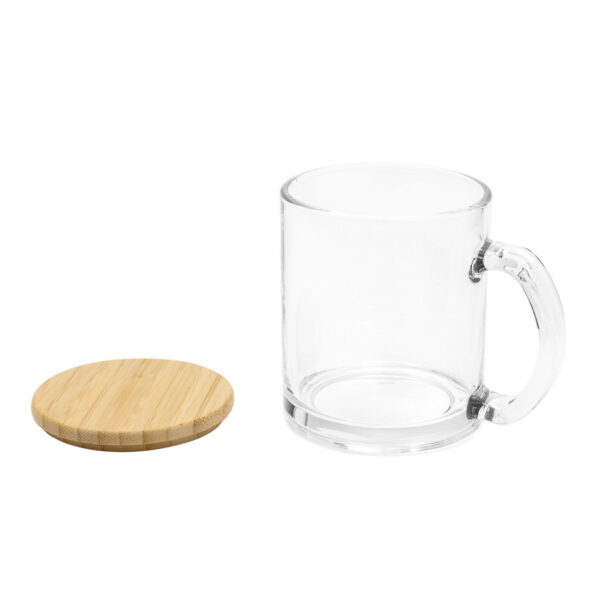 Taza de vidrio con logo