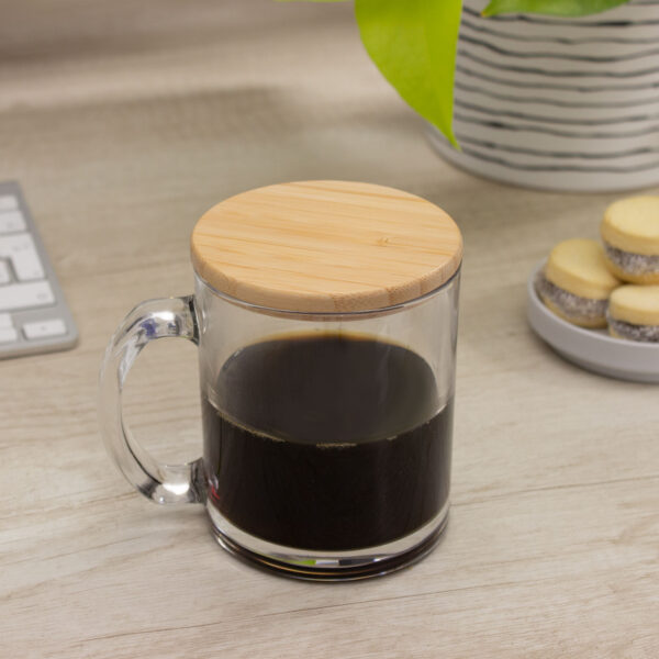 Taza de vidrio con logo