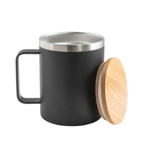 Vaso con tapa de bambú